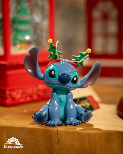 Ornement Disney Stitch avec bois de renne pour Noël chez Tournesols.